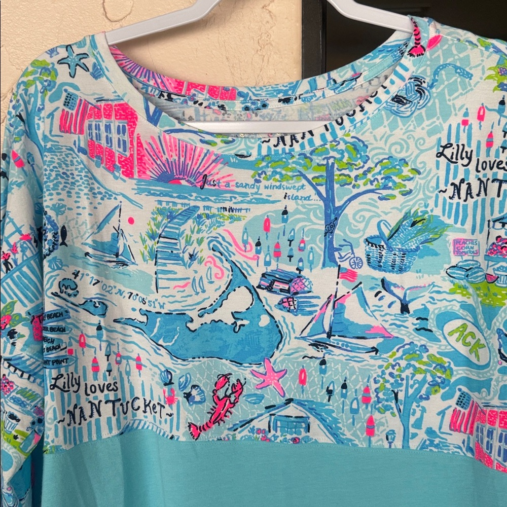 Lilly Pulitzer Blue and Pink Floral Top - Picture 3 of 8